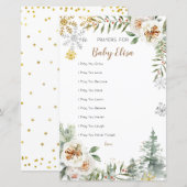 Winter Pine Trees White Floral Prayers for Baby (Voorkant / Achterkant)