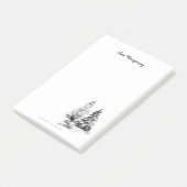 Winter Pine Trees Zwart Wit Elegant Hand-Drawn Post-it® Notes (Schuin)