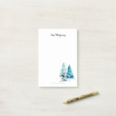 Winter Pine Trees Zwart Wit Elegant Hand-Drawn Post-it® Notes (Op bureau)