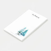 Winter Pine Trees Zwart Wit Elegant Hand-Drawn Post-it® Notes (Schuin)