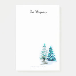 Winter Pine Trees Zwart Wit Elegant Hand-Drawn Post-it® Notes