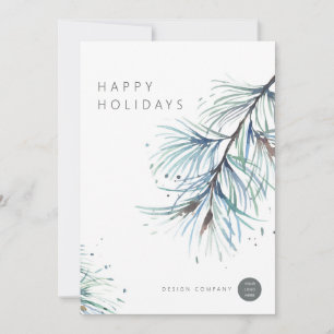 Winter Pine Waterverf Business Holiday Cards Feestdagenkaart