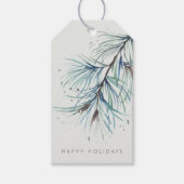 Winter Pine Waterverf Vakantie Cadeaulabel (Voorkant)