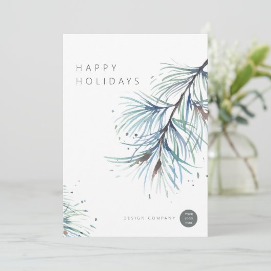 Winter Pine Waterverf Zakelijke vakantie kaarten (Staand voorkant)