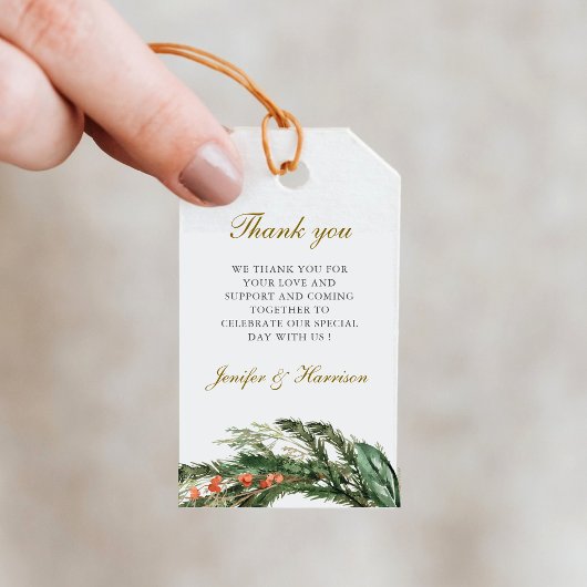 Winter Pine Wedding Bedankt Cadeaulabel