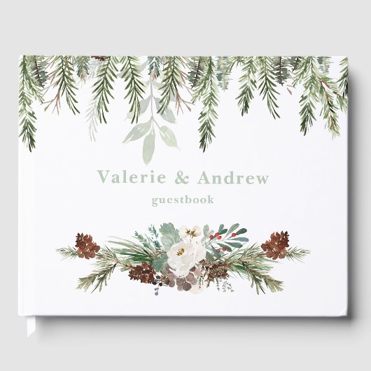 Winter Pine Wedding Guestbook Gastenboek (Voorkant)