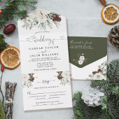 Winter Pine Wedding met RSVP All In One Uitnodiging