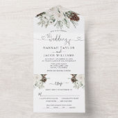Winter Pine Wedding met RSVP All In One Uitnodiging (Binnen)