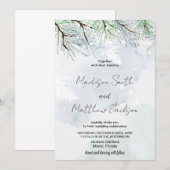 Winter Pine Wit Sneeuw Bruiloft Uitnodigingen (Voorkant / Achterkant)
