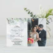 Winter Pine Wit Sneeuw Bruiloft Uitnodigingen Een  (Staand voorkant)