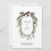 Winter Pine Witte Bloemen Bruiloft met RSVP Kaart (Achterkant)