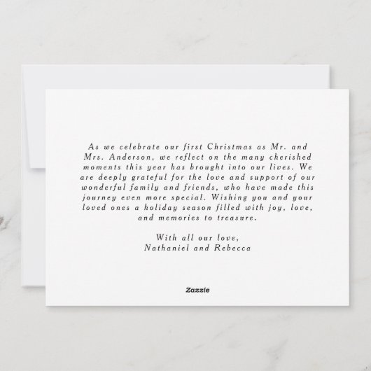 Winter Pine Wreath Merry & Married Photo Christmas Feestdagenkaart (Achterkant)