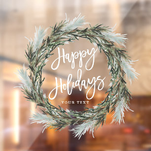 Winter Pine Wreath Prettige feestdagen Raamsticker