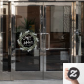 Winter Pine Wreath Prettige feestdagen Raamsticker (Kantoordeur)