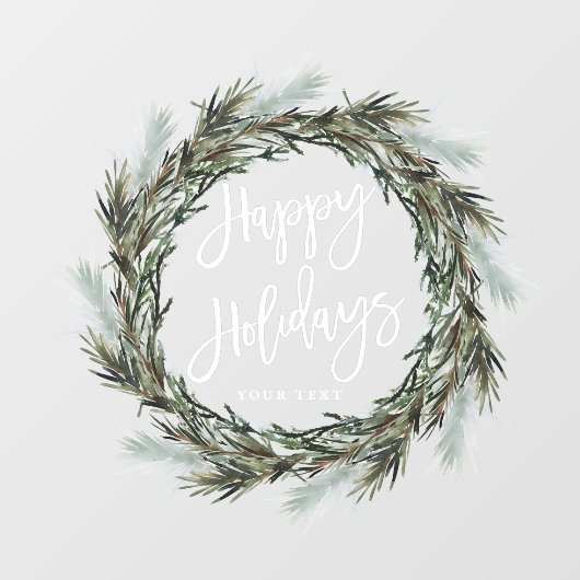Winter Pine Wreath Prettige feestdagen Raamsticker (Vel)
