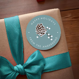 Winter Pinecone Aangepast kerstfeest Ronde Sticker