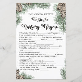 Winter Pinecone Baby shower Game met Antwoord