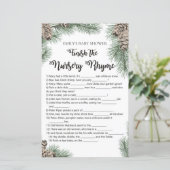 Winter Pinecone Baby shower Game met Antwoord (Staand voorkant)