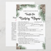 Winter Pinecone Baby shower Game met Antwoord (Voorkant / Achterkant)