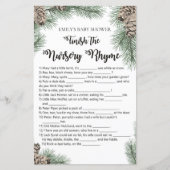 Winter Pinecone Baby shower Game met Antwoord (Voorkant)