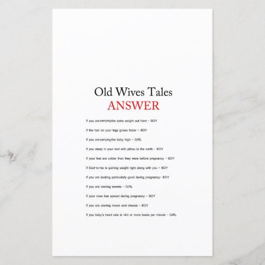 Winter Pinecone Baby shower Game met Antwoord (Achterkant)