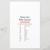 Winter Pinecone Baby shower Game met Antwoord (Achterkant)