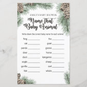 Winter Pinecone Baby shower Game met Antwoord (Voorkant)