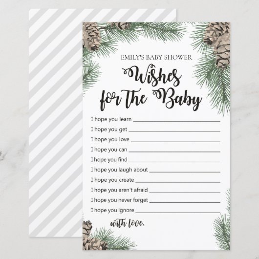 Winter Pinecone Baby shower Game PRINED (Voorkant / Achterkant)