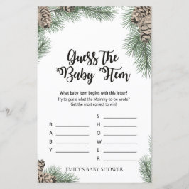 Winter Pinecone Baby shower Game PRINED