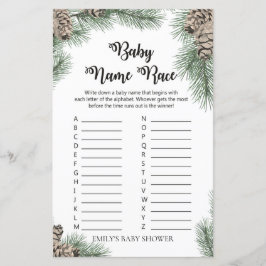 Winter Pinecone Baby shower Game PRINED