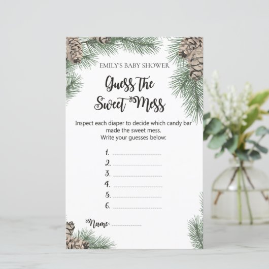 Winter Pinecone Baby shower Game PRINED (Staand voorkant)
