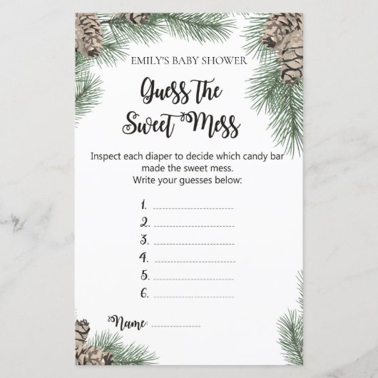 Winter Pinecone Baby shower Game PRINED (Voorkant)