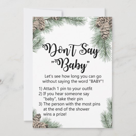 Winter Pinecone Baby shower Sign Size 5x7" Kaart (Voorkant)