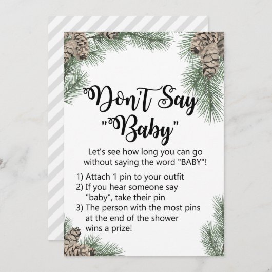 Winter Pinecone Baby shower Sign Size 5x7" Kaart (Voorkant / Achterkant)