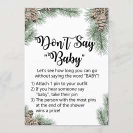 Winter Pinecone Baby shower Sign Size 5x7" Kaart