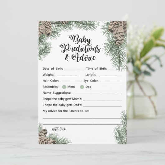 Winter Pinecone Baby shower Sign Size 5x7" Kaart (Staand voorkant)