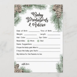 Winter Pinecone Baby shower Sign Size 5x7" Kaart