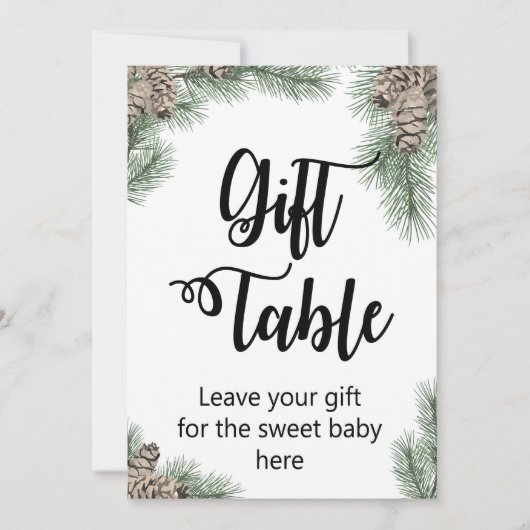 Winter Pinecone Baby shower Teken Maat 5x7" Kaart (Voorkant)