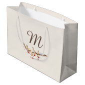 Winter Pinecone & Berry Monogram Groot Cadeauzakje (Achterkant Gekanteld)
