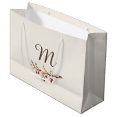 Winter Pinecone & Berry Monogram Groot Cadeauzakje (Voorkant Gekanteld)
