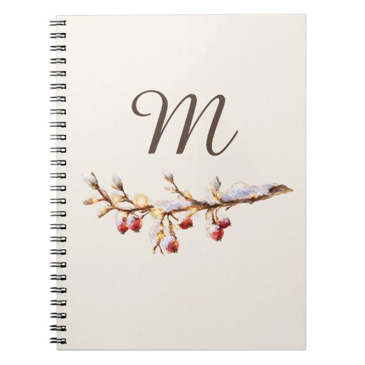 Winter Pinecone & Berry Monogram Notitieboek (Voorkant)
