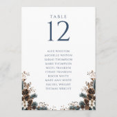 Winter Pinecone Bloemen Tafel Nummer Zitting Grafi Kaart (Achterkant)