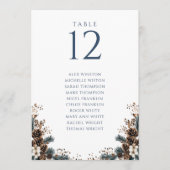 Winter Pinecone Bloemen Tafel Nummer Zitting Grafi Kaart (Voorkant)