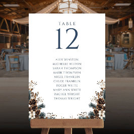 Winter Pinecone Bloemen Tafel Nummer Zitting Grafi Kaart