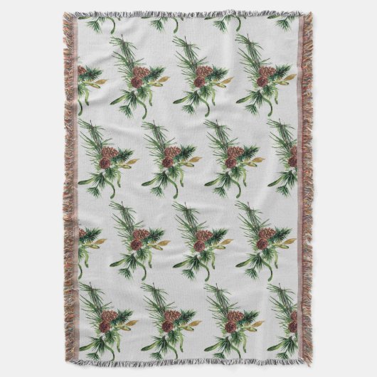 Winter Pinecone en Evergreen Branch Pattern Deken (Voorkant Verticaal)