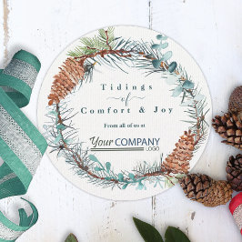 Winter Pinecone Eucalyptus Company Logo Kerst Kaart