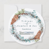Winter Pinecone Eucalyptus Company Logo Kerst Kaart (Voorkant)