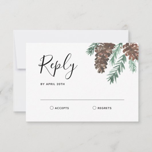 Winter Pinecone | RSVP-antwoord op bruiloft RSVP Kaartje (Voorkant)