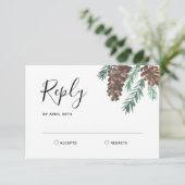 Winter Pinecone | RSVP-antwoord op bruiloft RSVP Kaartje (Staand voorkant)