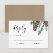 Winter Pinecone | RSVP-antwoord op bruiloft RSVP Kaartje (Voorkant / Achterkant)